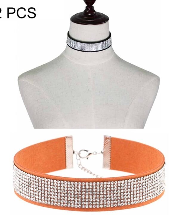 2 PCS European and American Popular Fashion Flannel Diamonds Necklace Collar, Random Color Delivery