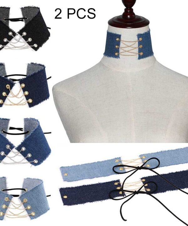 2 PCS European and American Retro Personality Burr Punk Style Gothic Cowboy Necklace Fashion Clavicle Collar, Random Color Delivery
