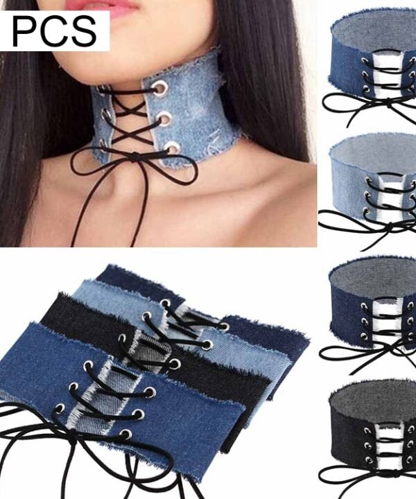 2 PCS European and American Retro Personality Burr Tie Bowknot Cowboy Collar Fashion Wide Collar Bone Necklace, Random Color Delivery