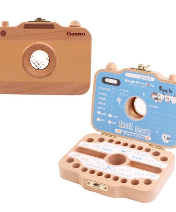 Creative Wooden Children Camera Deciduous Tooth Preservation Box Baby Teeth Tooth House Storage Box, HC2455A, HC2455B, HC2455C, HC2455D