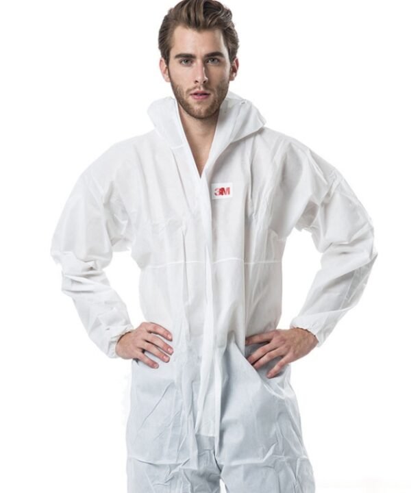 3M 4515 One-piece White Anti-static Anti-chemical Dustproof Sandblasting Suit with Cap, Size: L