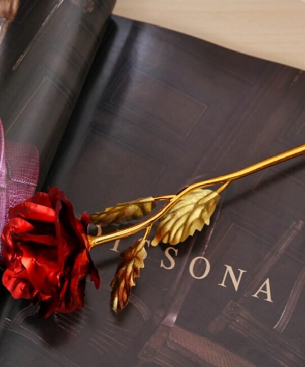 24K Golden Foil Plated Decoration Rose Artificial Flower, Random Color Delivery