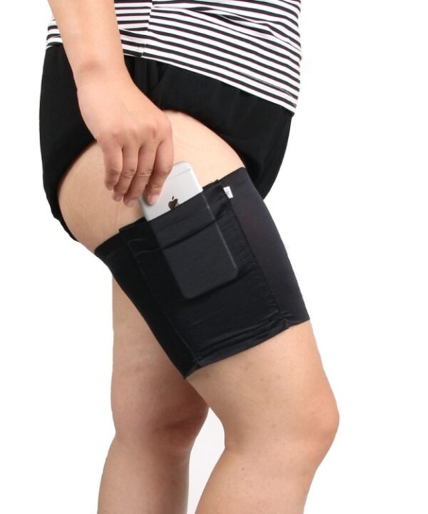 Women Solid Color Silicone Antiskid Non-slip Thigh Sock Anti Chafing Elastic Bands with Card Mobile Phone Bag, Size: 55-60cm, Size: 55-60cm