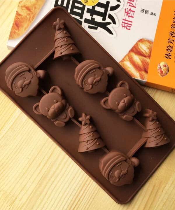 2 PCS Christmas Tree Santa Claus Chocolate Dessert Pastry Kitchen Baking Silicone Ice Lattice Mold