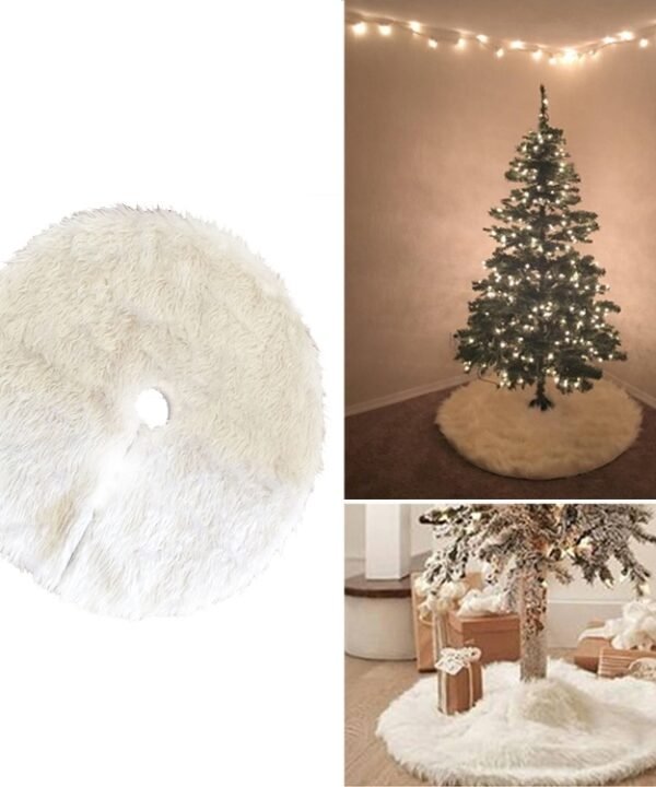 Christmas Tree Plush Skirt White Round Ornament Decoration, Diameter: 78cm(White)