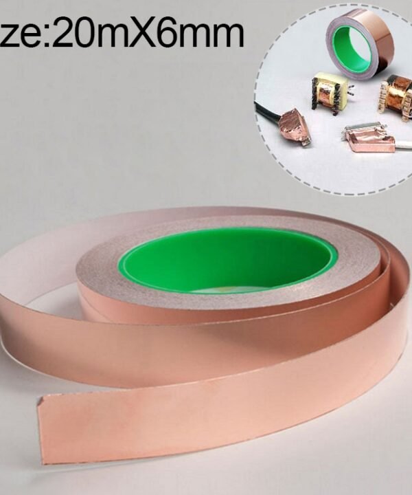 Pure Copper Double-sided Conductive Copper Foil Tape Signal Masking Tape, Size: 20m x 6mm