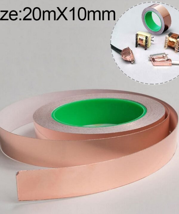 Pure Copper Double-sided Conductive Copper Foil Tape Signal Masking Tape, Size: 20m x 10mm