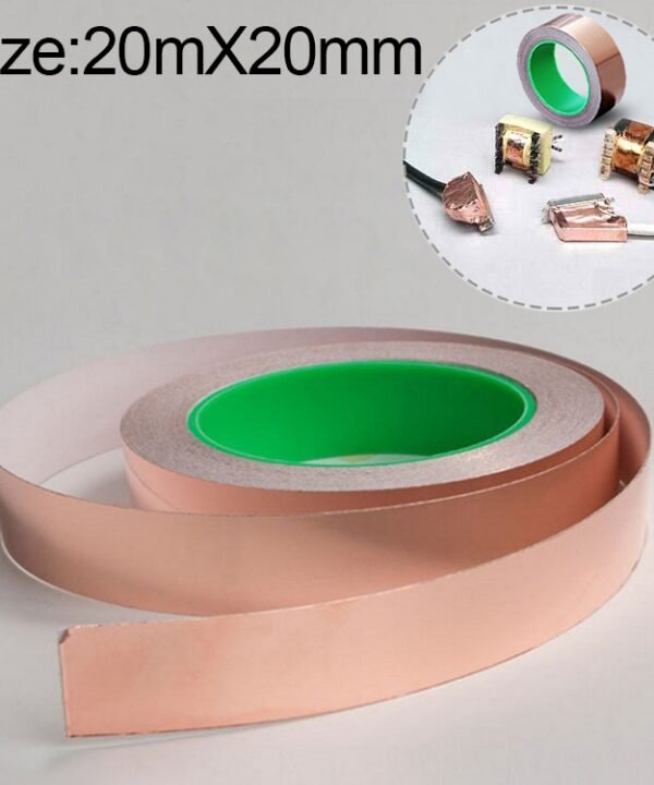 Pure Copper Double-sided Conductive Copper Foil Tape Signal Masking Tape, Size: 20m x 20mm