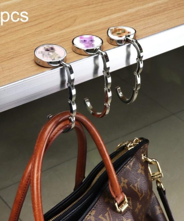 5 PCS Round Folding Hook Bag Hanger, Length:10.1cm, Random Color Delivery