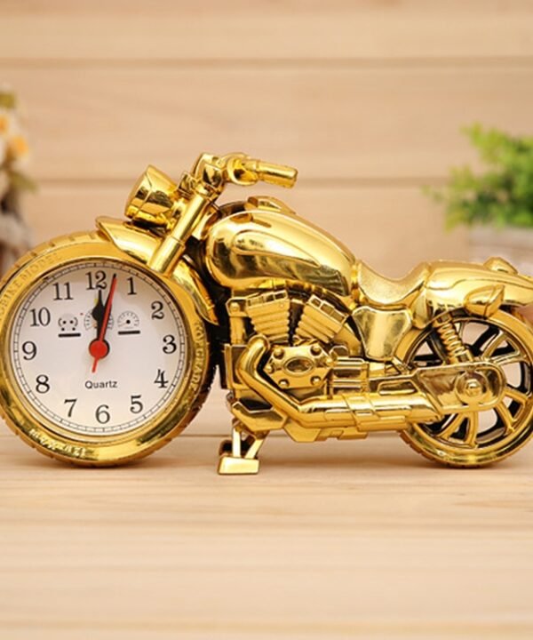 Cartoon Motorcycle Alarm Clock Bedroom Plastic Pointer Alarm Clock, Size: 23*13*6cm, Gold, Gold, Red, Black, Gold, Black