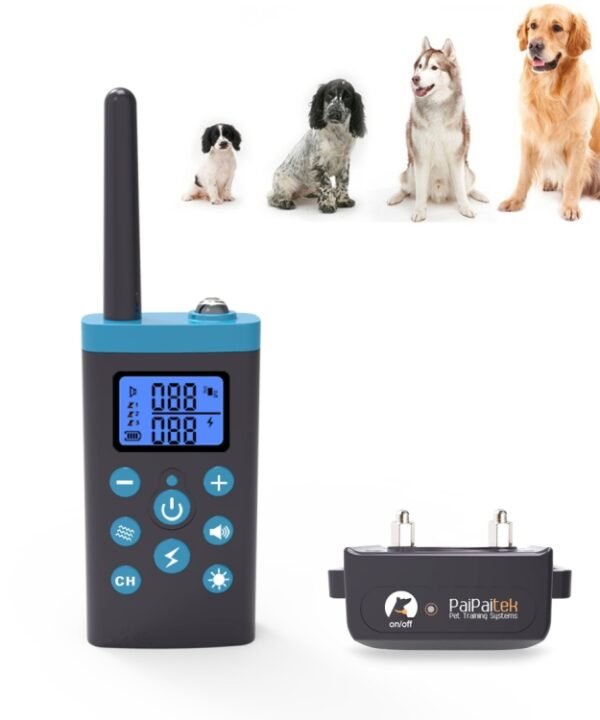 PaiPaitek Automatic Anti Barking Collar Pet Training Control System + Electric Shock PU Leather Collar for Dogs