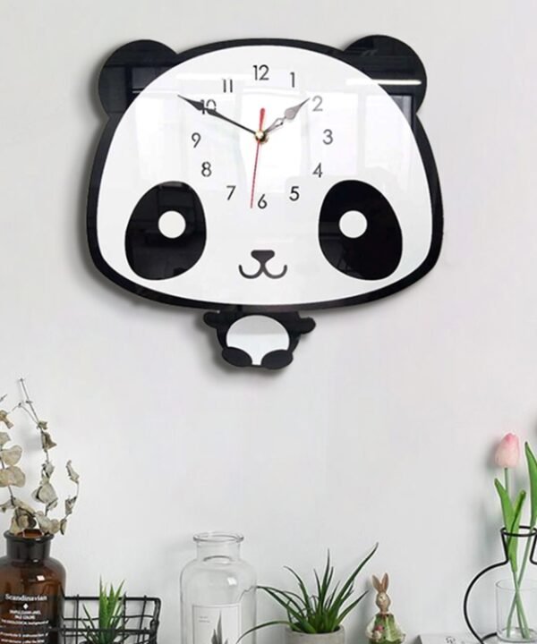 Creative Home Office Bedroom Decoration Panda Swing Acrylic Wall Clock