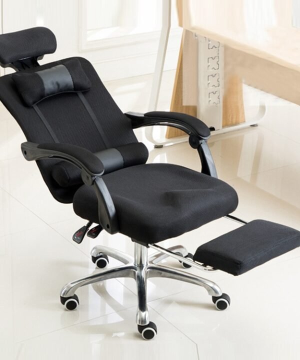 RC-10-1 Computer Chair Office Chair Home Esports Net Cloth Lifted Rotated Footrest Reclining Chair with Steel Feet, With Steel Feet/Footrest