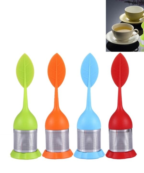 Food Grade Leaf Silicone Make Tea Bag Stainless Steel Tea Strainers, Random Color Delivery