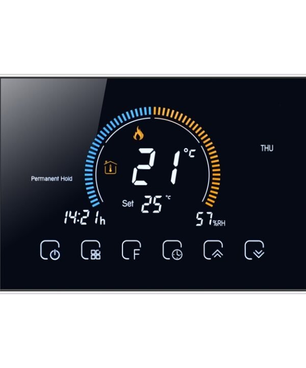 BHT-8000-GA Control Water Heating Energy-saving and Environmentally-friendly Smart Home Negative Display LCD Screen Round Room Thermostat without WiFi, without WiFi