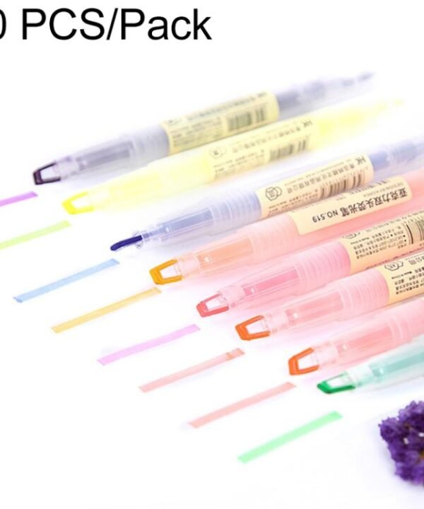 10 PCS Creative Stationeries Acrylic Double-head Highlighter Pen Colorful Key Point Marker Pen, Random Color Delivery