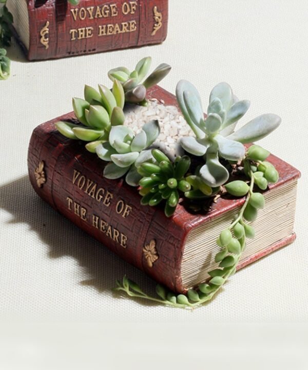 Retro Literature Book Pots Vintage Book Flower Pot Planter for Flower  Cacti Herbs Plant Bed Box Case FlowerPot, Size: 10.5*8*5cm