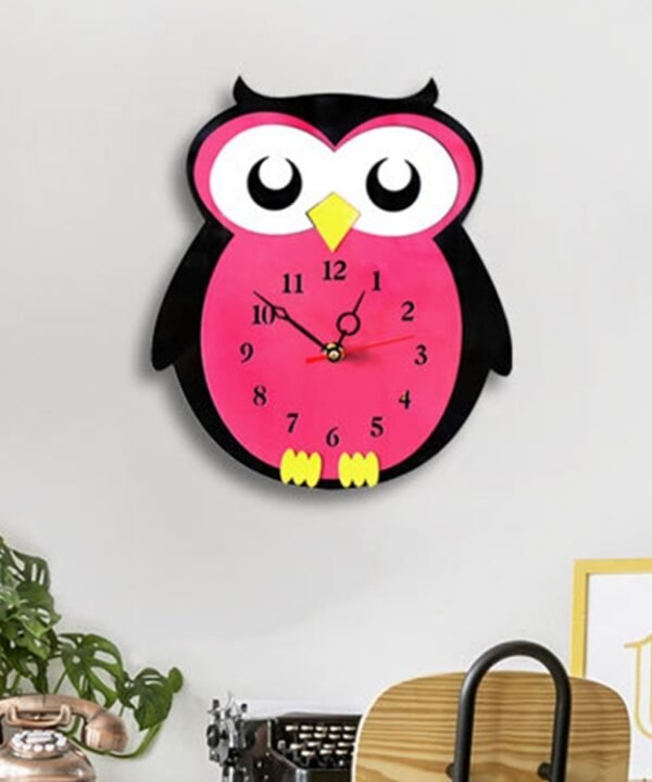11*10 inch Children Bedroom Room Decor Battery Operated Shaped Mute Non Ticking Round Wall Quartz Clock, Owl, Balloon
