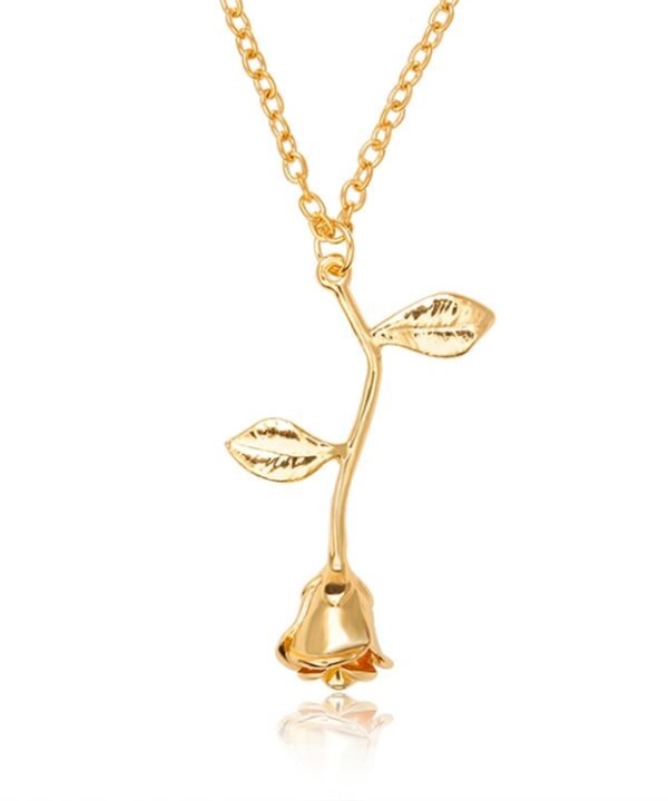 Valentines Day Gift Rose Flower Pendant Jewelry Chain Necklace, Chain Length: 45cm