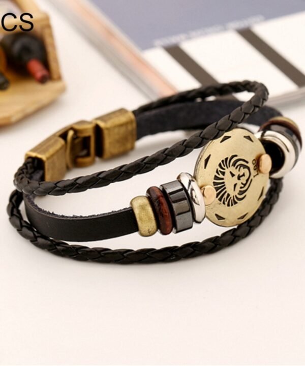 2 PCS Couple Lovers Jewelry Leather Braided Constellation Detail Hand Chain Bracelet, Size: 21*1.2cm, HC3505A, HC3505B, HC3505C, HC3505D, HC3505E, HC3505F, HC3505G, HC3505H, HC3505J, HC3505K, HC3505L, HC3505M