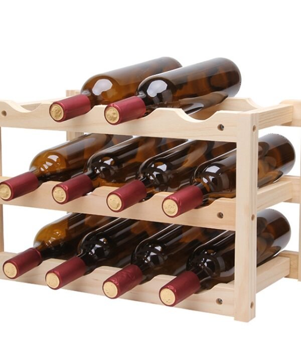 Solid Wood Folding 12-bottle Wine Display Rack Multi-layer Wine Rack, Size: 46x24x28cm
