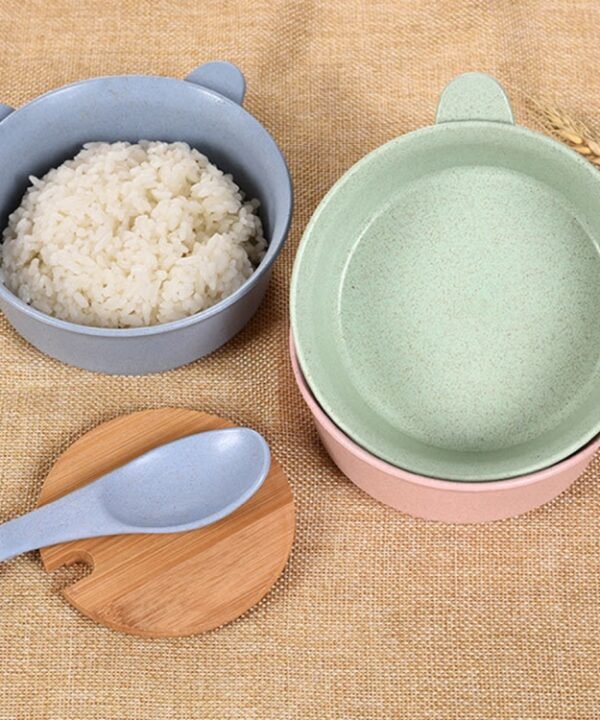 Balcherlam Baby Wheat Stalk Materials Bowls + Spoon Kit, Random Color Delivery