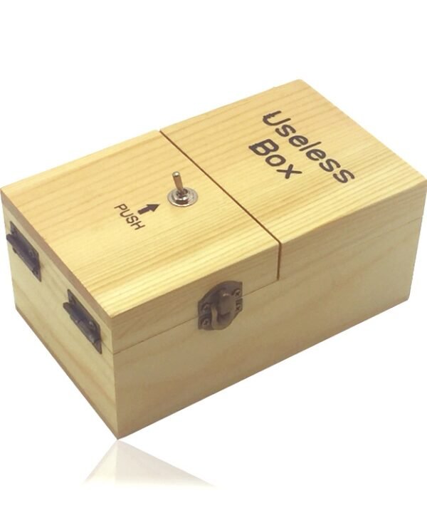 Creative Funny Present Useless Box Novel Wooden Anti-stress Toy(Dark Wood), Useless Box