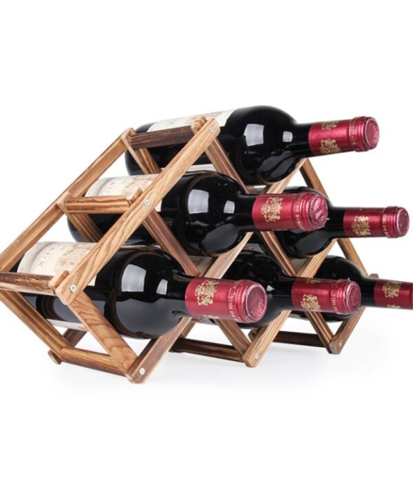 6 Bottles Racks Foldable Wine Stand Wooden Wine Holder Kitchen Bar Display Shelf, 6 Bottles