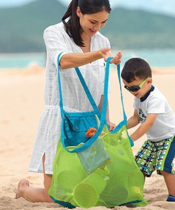 Portable Mesh Children Beach Dredging Tools Toy Quick Storage Bag Handbag
