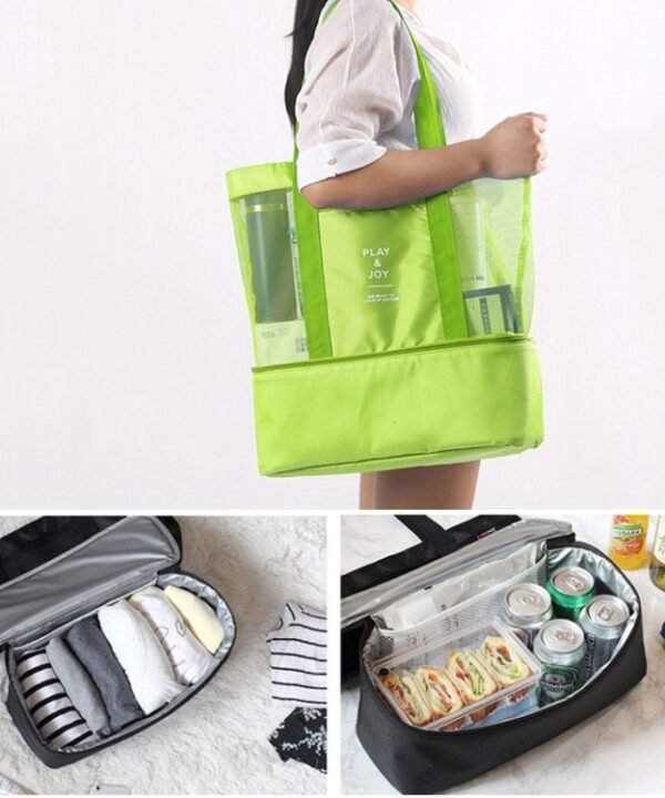 Portable Double Layer Mesh Sport Duffel Beach Picnic Shoulder Storage Bag Handbag, Double Layer Handbag(Black), Double Layer Handbag(Green), Double Layer Handbag(Blue), Double Layer Handbag(Red)