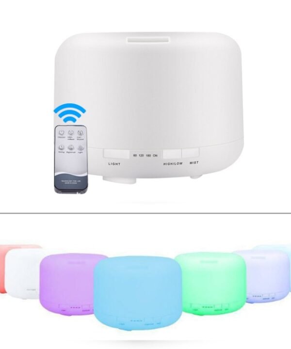 T500 Remote Control Clear White Air Humidifier Automatic Alcohol Sprayer Essential Oil Diffuser Ultrasonic Mist Maker Ultrasonic Aroma Diffuser Atomizer Color LED, Capacity: 500ml, DC 24V, US Plug, Clear White (500ml), Wood Pattern (500ml)