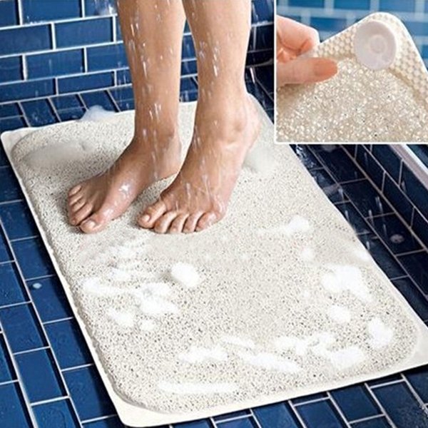 Rectangular Bathroom Bathtub Mildew Stain Resistant PVC Anti-skid Household Foot Pad Carpet, Size: 70cm x 40cm (White)