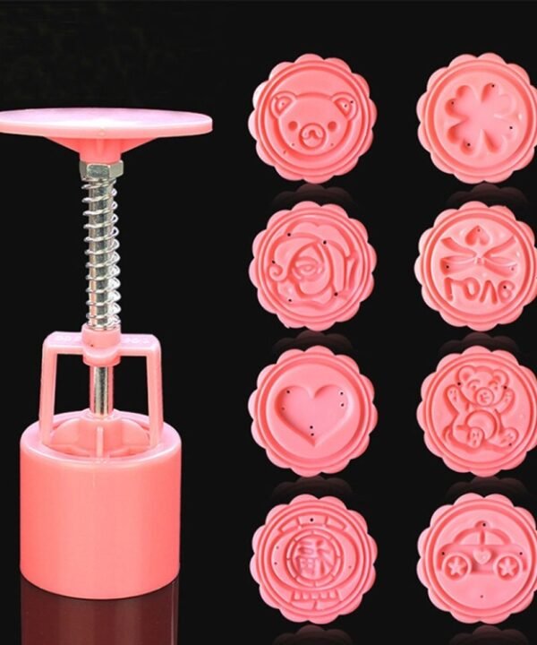 DIY Fondant Cake Mold Biscuit Cookie Cutters Baking Tools with 8 PCS Round Cartoon Patterns, 8 PCS Round Cartoon Patterns(Pink), 8 PCS Round Cartoon Patterns(White)