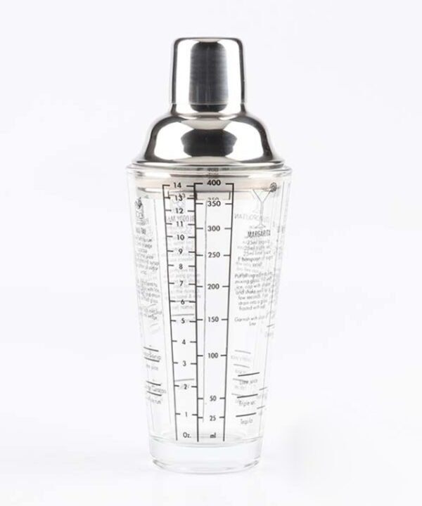 Stainless Steel Glass Cocktail Shaker Tools Milk Tea Cup with Scale, Capacity: 450ml