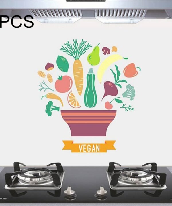 5 PCS Fruit Vegetable Pattern Household Kitchen Self-adhesive High Temperature Resistance Oil Resistant Wall Stickers Size: 60x90cm