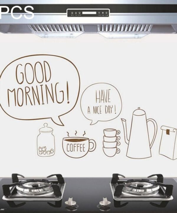 5 PCS Sweet Coffee Pattern Household Kitchen Self-adhesive High Temperature Resistance Oil Resistant Wall Stickers Size: 60x90cm
