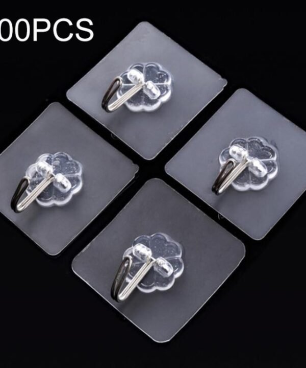 100 PCS Kitchen Bathroom Wall Hanging Transparent Non-marking Glue Hook