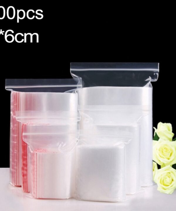 100pcs/pack PE Self Sealing Clear Zip Lock Packaging Bag, 4cm x 6cm, Custom Printing and Size are welcome