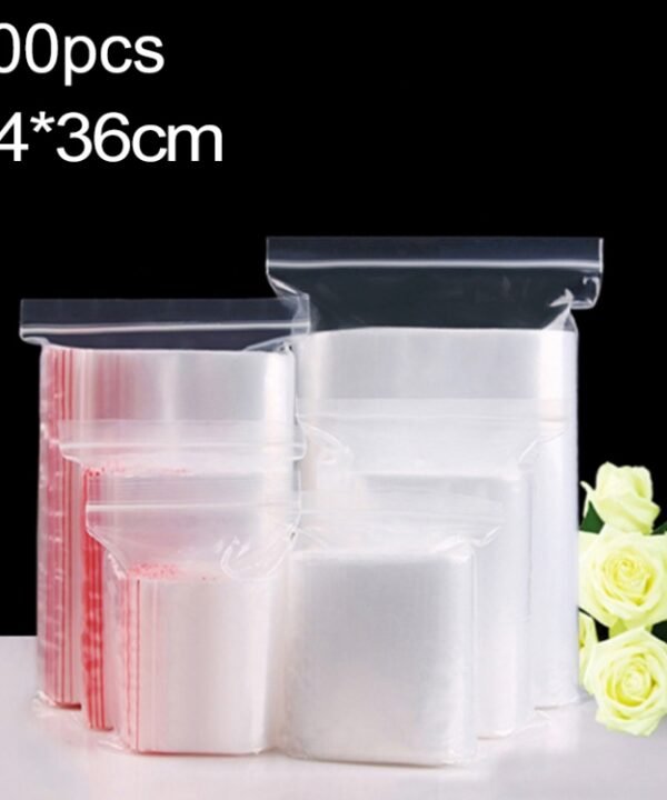 100pcs/pack PE Self Sealing Clear Zip Lock Packaging Bag, 24cm x 36cm, Custom Printing and Size are welcome