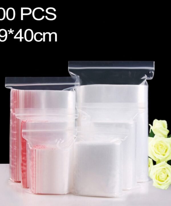 100pcs/Pack PE Self Sealing Clear Zip Lock Packaging Bag, 29cm x 40cm, Custom Printing and Size are welcome