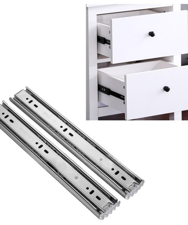 16 inches 3-section Mute Stainless Steel Sliding Drawer Slides Ball Slide Rail Length: 40cm