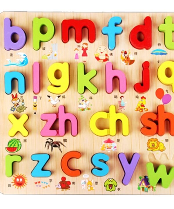 Baby Kids Wooden Puzzles Toys Educational Jigsaw Board Puzzle Toys Cognitive Plate(0-9 Arabic Numerals), vowel Style, 0~19 numbers Style, 26 majuscule Style, 0~9 numbers Style, 26 Minuscules Style