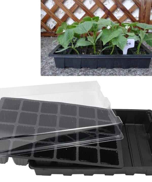 Seedling Tray Sprout Plate 24 Holes Nursery Pots Tray Lids Box For Gardening Bonsai Mini Greenhouse Nursery Plate Three Sets