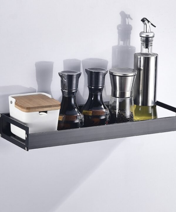 40cm Kitchen Multi-function Wall Hanging Holder Seasoning Storage Rack, 40cm(Black)