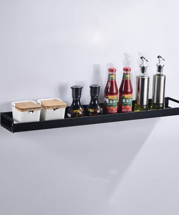60cm Kitchen Multi-function Wall Hanging Holder Seasoning Storage Rack, 60cm(Black)
