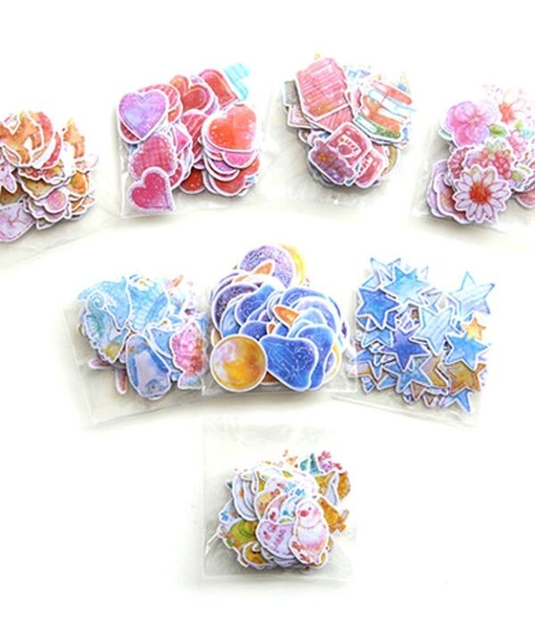 10 Packs Creative Waterproof PVC Sticker DIY Album Diary Watercolor Decorative Sticker, Random Delivery
