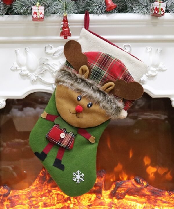 Christmas Ornament Decoration Christmas Stocking Gift Bag Pendant, Elk, Snowman, Santa Claus