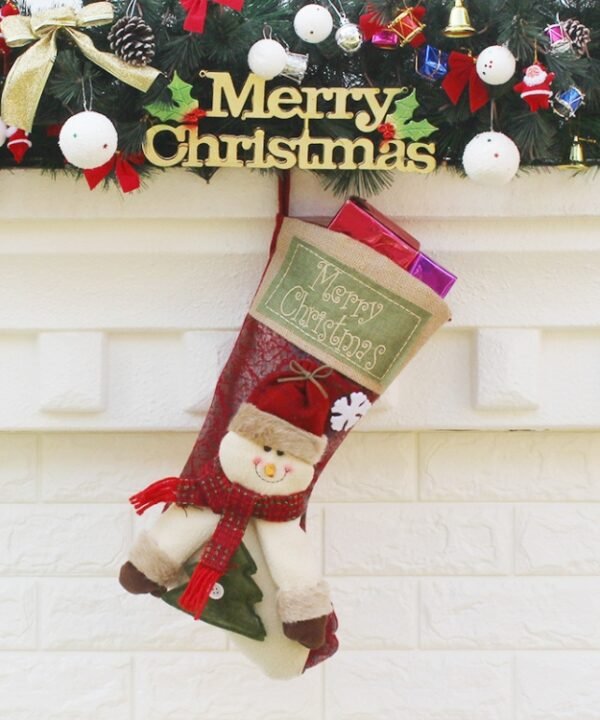 Christmas Ornament Decoration Merry Christmas Christmas Big Stocking Gift Bag Pendant, Snowman, Santa Claus, Elk