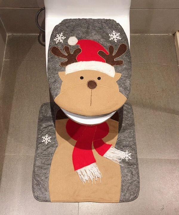 2 in 1 Christmas Decoration Toilet Set, Elk, Snowman