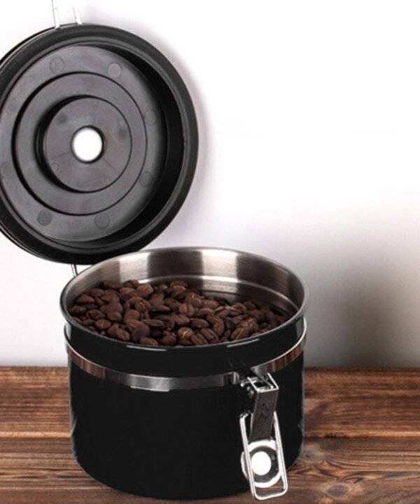 800ml Stainless Steel Sealed Food Coffee Grounds Bean Storage Container with Built-in CO2 Gas Vent Valve & Calendar